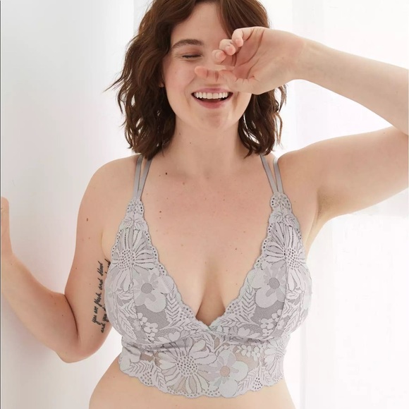 Aerie Garden Party Lace Strappy Padded Bralette - Picture 1 of 8